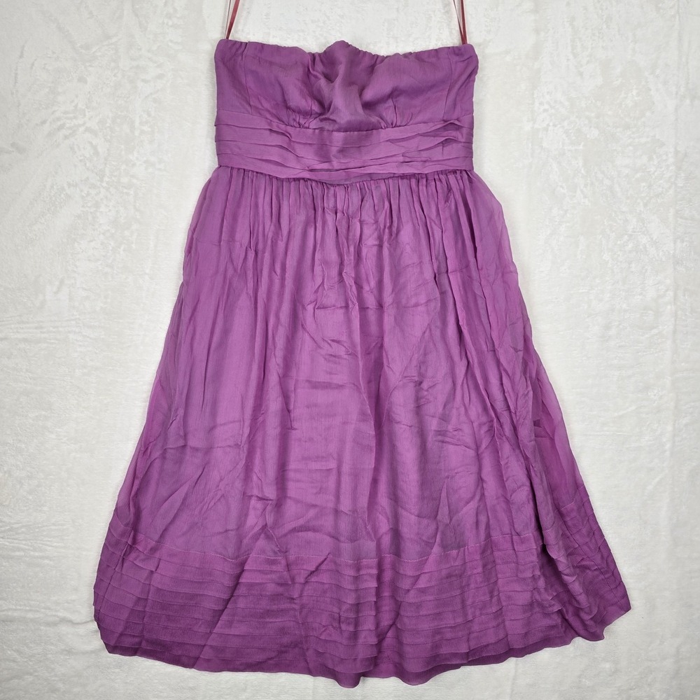 J. CREW Taryn SILK Chiffon Dress Strapless Holiday Party Cocktail Size 6 - Picture 1 of 9